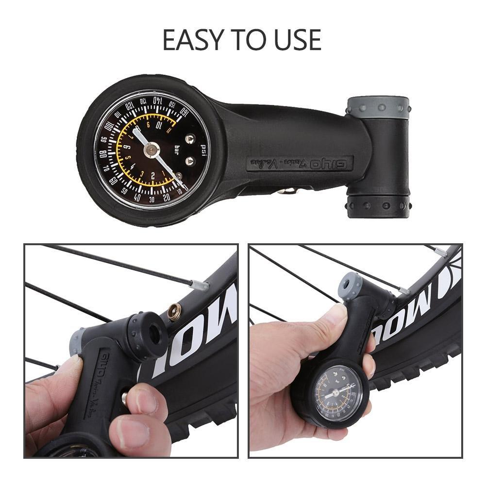 NATRUSS Keenso Bicycle Tire Pressure Gauge, Air Gauge, Pneumatic Gauge, Bicycle, Pike, Presta Type, High Precision, Easy Operation, Black