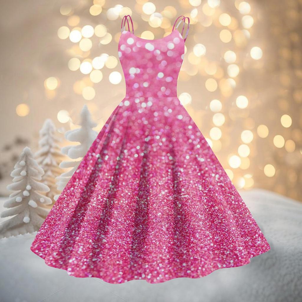 Abito da cocktail sexy senza spalline in stile gotico, punk, vintage, con stampa natalizia, da donna.