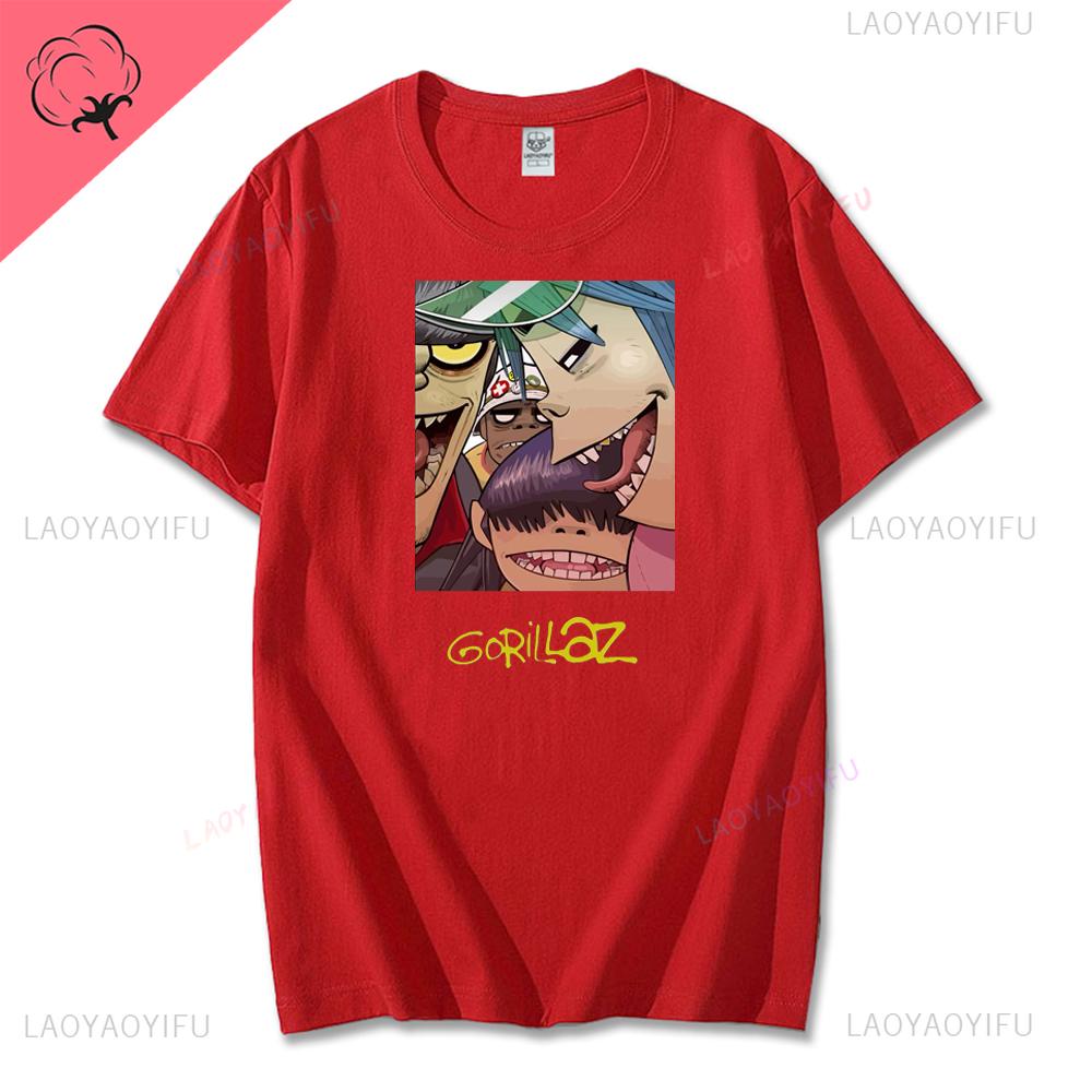 Vintage Music Band Gorillaz PUNK ROCK Printed T Shirt Men Women Summer 90s Oneck Cotton Short Sleeve Tshirts Y2K Clothing Tee