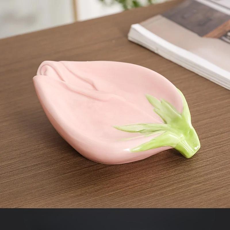 

Мыльница Керамическая Роза Цветок Ванная Комната Высококлассная Сливное Отделение Подходит для Домашнего Использования