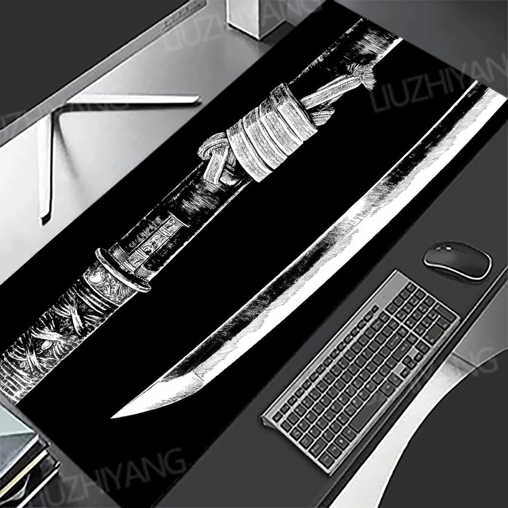 Japan Katana Mouse Pad XXL Mousepad Extended Keyboard Mat Large Gamer Desk Pads Office Computer Game Anti-Slip Rubber Table Mats