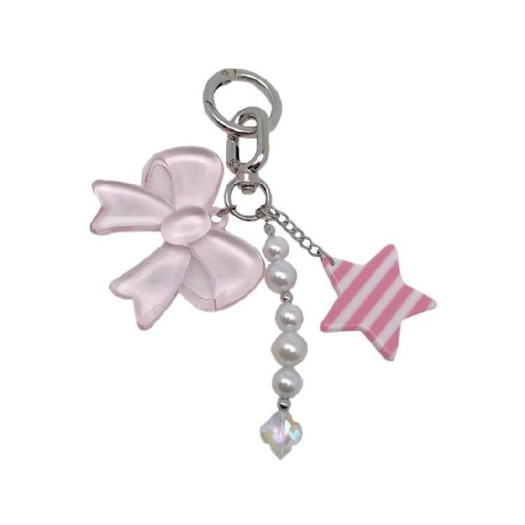Lightweight Bowknot Charm Keychain For Handbags User Friendly Acrylic Alloy Gift For Birthdays And Special Event