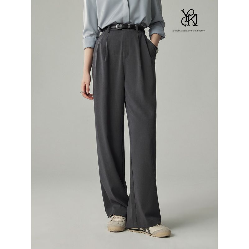 

[Cool Breathing Pants 2.0] Yake Pants Gray Suit Loose Pants 2025 Summer Drape Suit Pants Mist Grey version 2.0 L