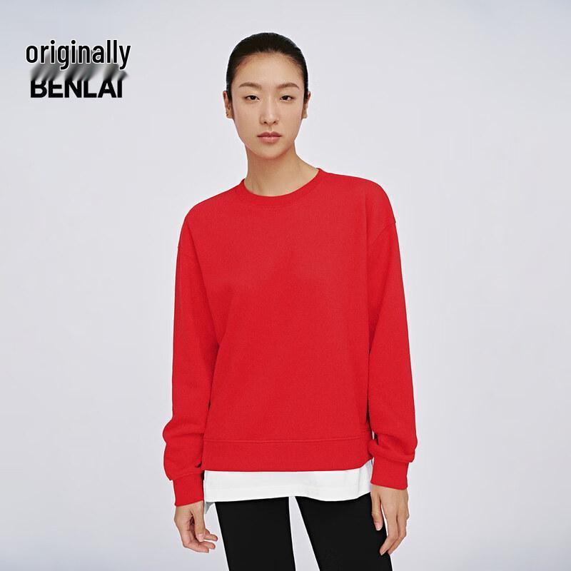 

BENLAI Women s Faux Two-Piece Fleece Crewneck Sweatshirt M