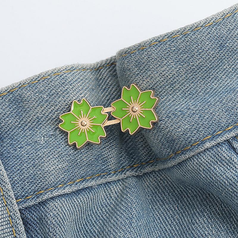 Colorful Sakura Adjustable Tightener Waist Buckle For Jeans Flower Shaped Button Adjuster For Pants And Skirts Waist