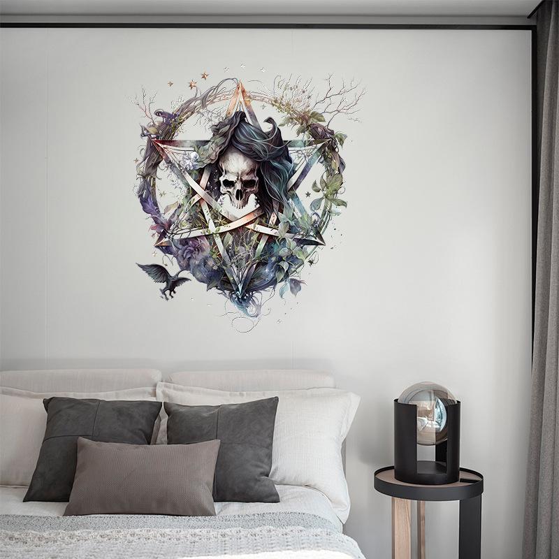 Halloween Wall Stickers Skull Skeleton Butterfly Star Devil Horror Scary Home Party Decoration Vinyl Decals for Kids Room WC Toilet Decor