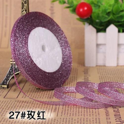 25Yards 6mm Multicolor Silk Satin Organza Ribbon Glossy Glitter Ribbon Wedding Cake Gift Decoration Crafts Garment Accessories