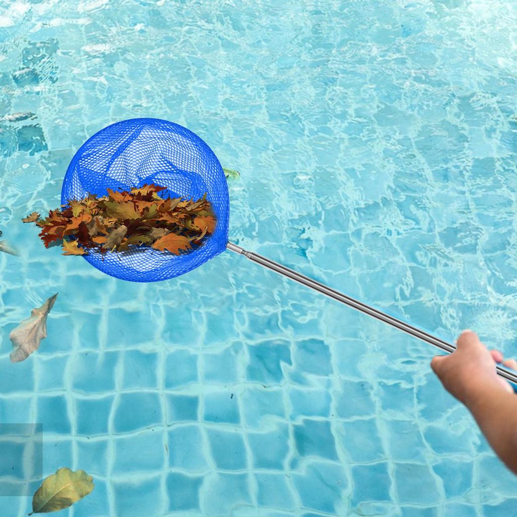 Swimming Pool Skimmer Net Telescopic Pole Fine Mesh Deepwater Net Cleaning Leaves and Debris Pond Net