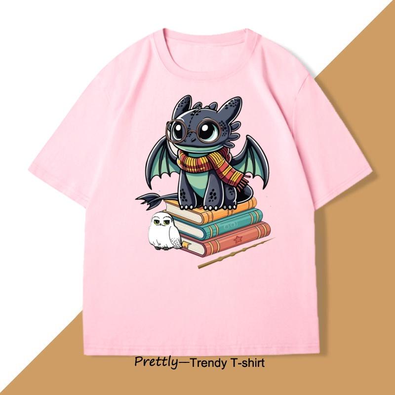 Funny Dragon Graphic Tee Shirt Men Women Vintage Printed Mens Clothes Fun Cotton Short Sleeve Round Neck Tshirt Loose Tees