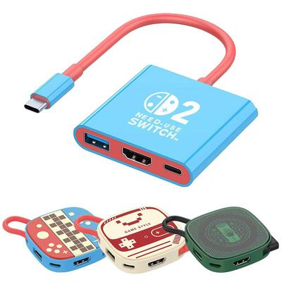 For Switch2 Type C Docking Station HDMI+USB3.0+PD Port 3 In1 Hdmi 4k 60hz TV Docking Station For Switch 2 Gaming Accessories