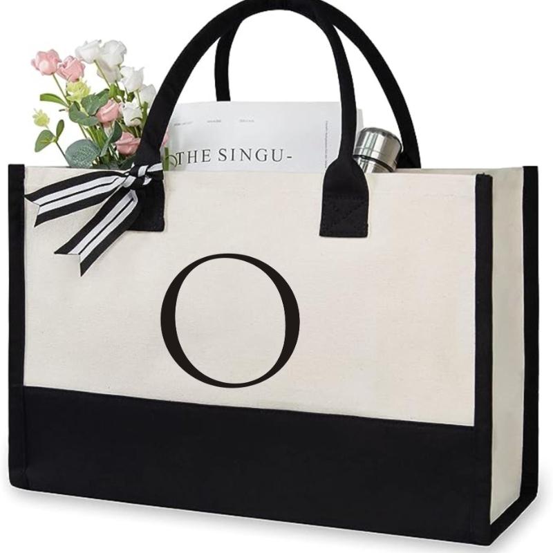 Large Capacity Tote Bag Fashion Canvas Totes Letters Flower Portable Beach Shoulder Shopping Casual Beach Bag Handbag