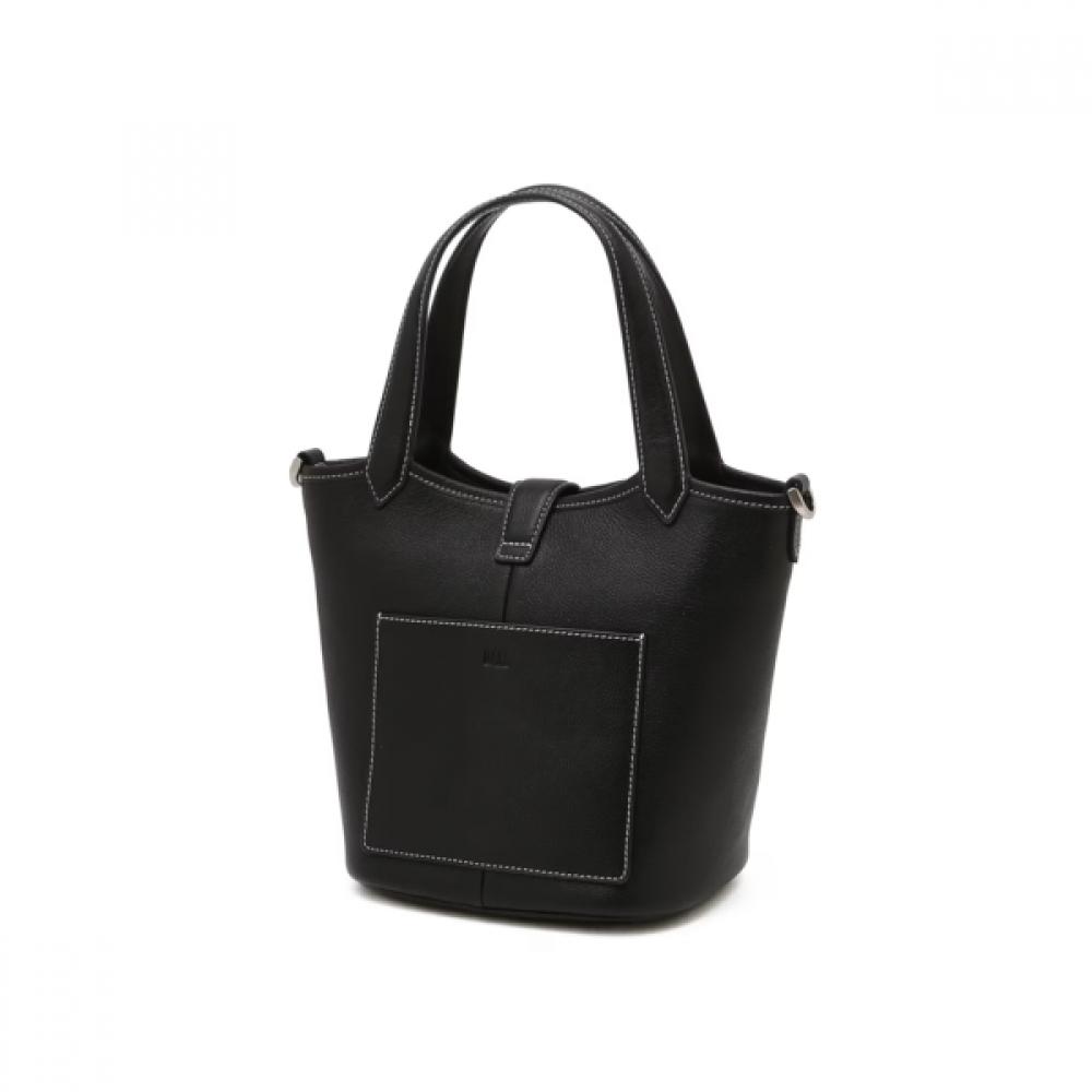DakS Black Leather Check Decoration Tote Bag S Dcba6e154bk