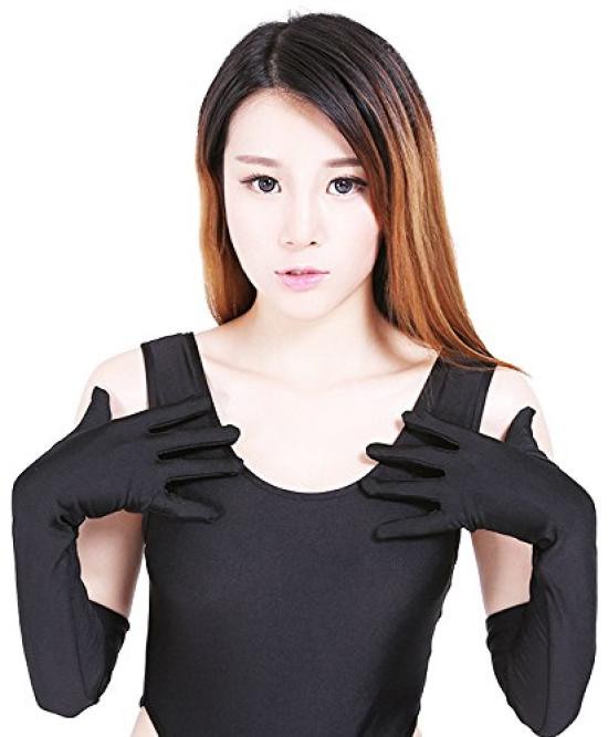 Smooth Knit Long Gloves Cosplay Gloves [Funny Club] (KN02) (Black)