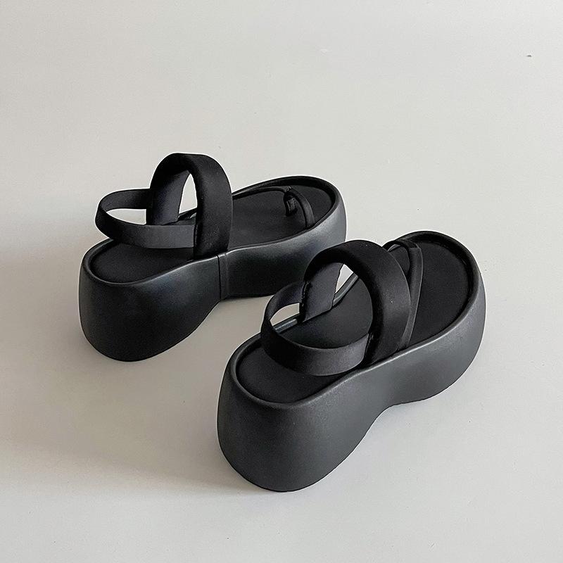 

Fashion Thick-soled slingback beach sandals, Roman sandals, platform sandals 40 чёрный