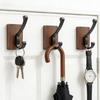 Natural Walnuts Wood Bathroom Hook with Adhesive Backing Easy Install No Holes Space Saving for Decors and Organization