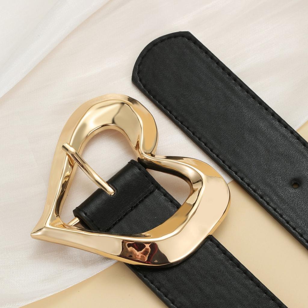 Big Love Button Head Women'S Wide Belt Waist With Skirt Pants Simple Decorative Belt