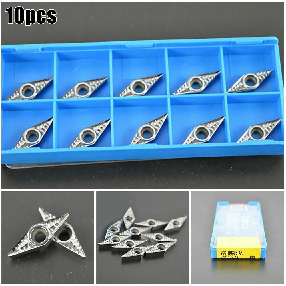 10pcs For Aluminum VCGT110308-AK H01 Silver Inserts Lathe Metalwork Tool Cutting