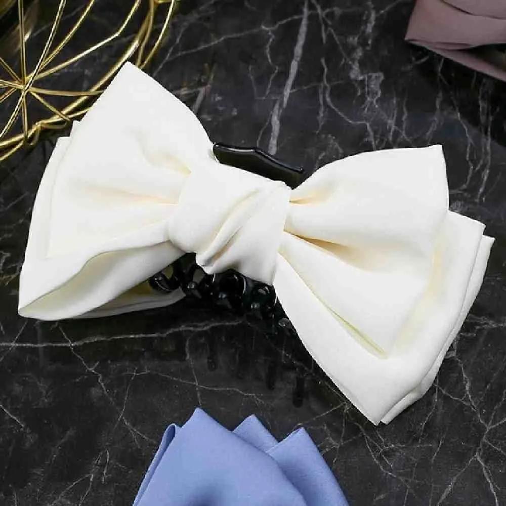 Topmall Big Ribbon Claw Clip Ivory Large Hair Pin Big Ribbon Pin Pretty Hair Pin