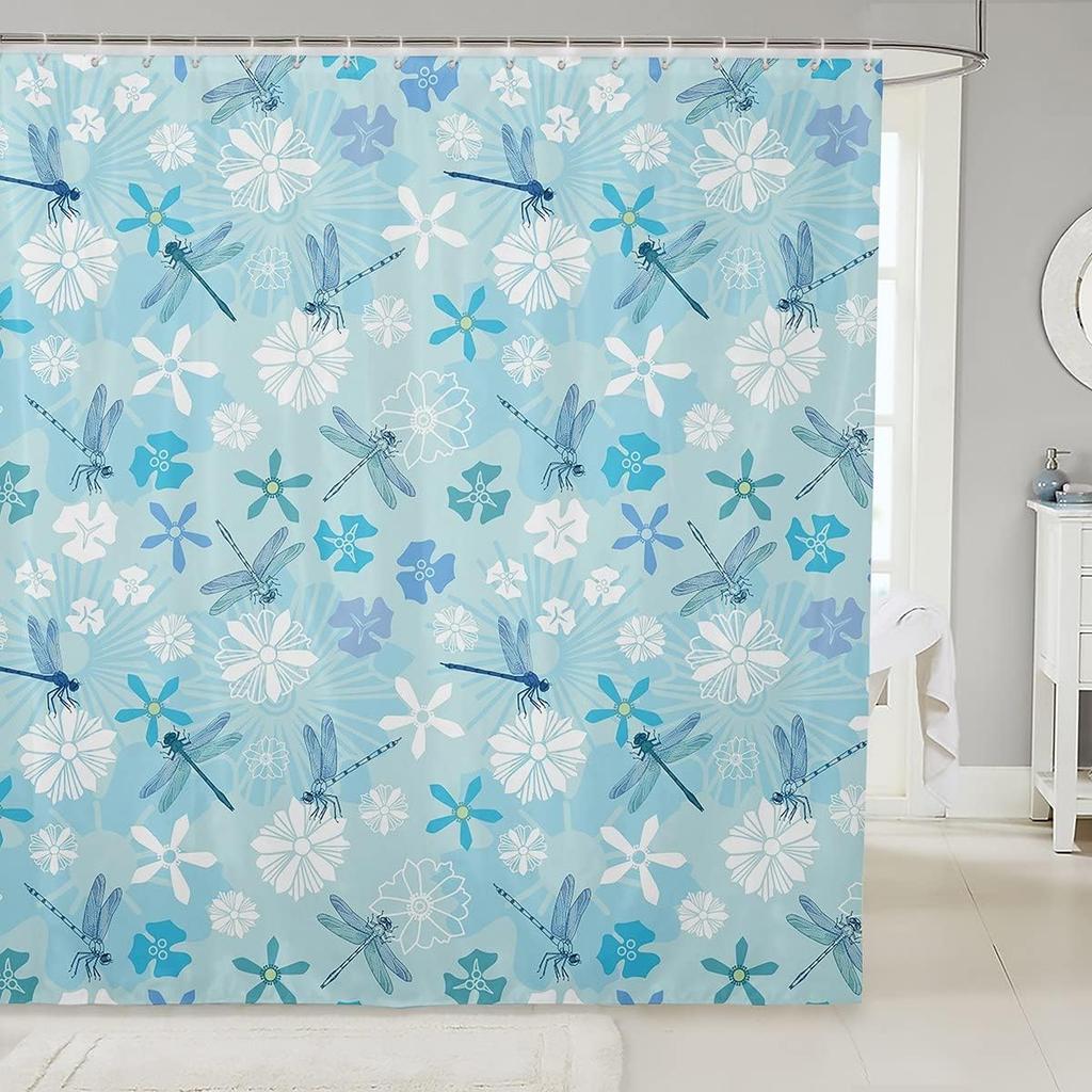 Psychedelic Butterfly Vintage Mushroom Shower Curtain Dragonfly Boho Bathroom Decoration Polyester Fabric Bath Curtain with Hook