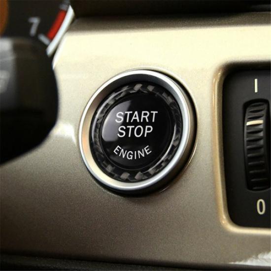 Carbon Fiber Engine Start Push Button Ring Trim For BMW E90 E92 E93 2009-12