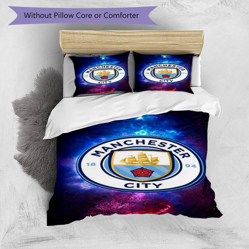 Set Copripiumino Stampato Manchester City F.C. – include 1 copripiumino e 2 federe coordinate Decorazione per camera da letto Regali di Natale
