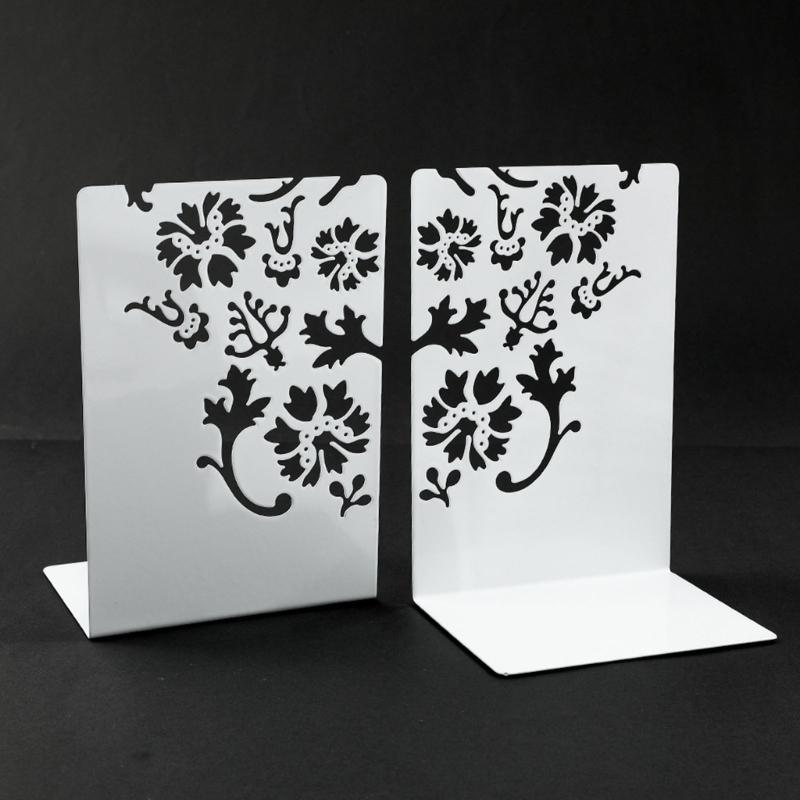 Metal Book End For Shelves 2Pcs Flower Bookends Heavy Duty Book End Book Stopper Slip Resistant Bookends for Desk Shelf