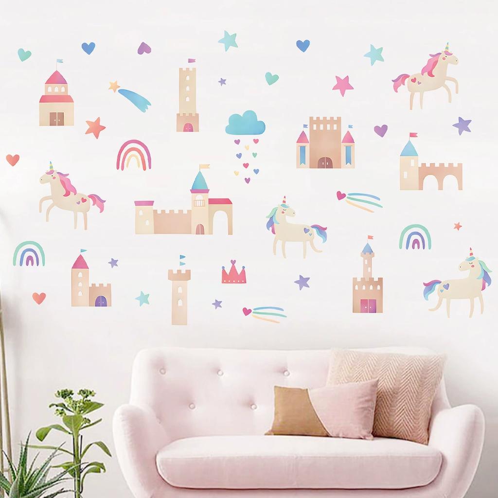 Cartoon Cute Whale Cloud Moon House Marine Animal Wall Stickers for Bedroom Living Room Nursery Decoration Wall Decals
