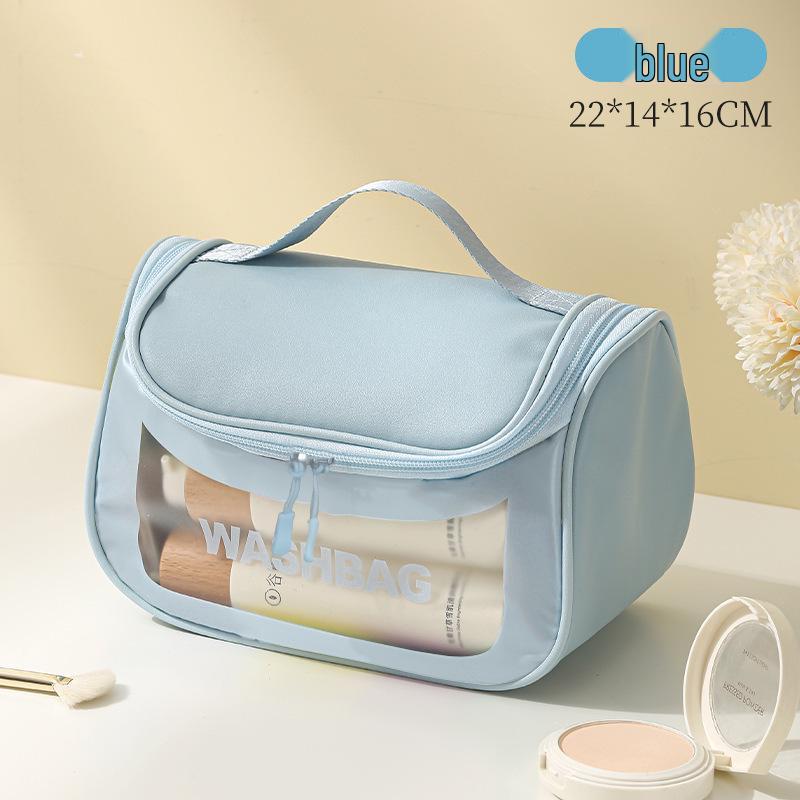 Waterproof PU Toiletry Bag - Portable, Large Capacity, Visible Storage for Cosmetics