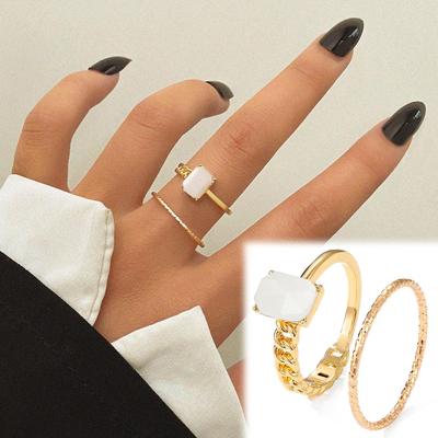 2023 Modering Fadengravur 2 Stück Ring Künstlicher eleganter Charme Paar Fingerring Luxus Franc Einfach Exquisit Unregelmäßig Band Punk Ring