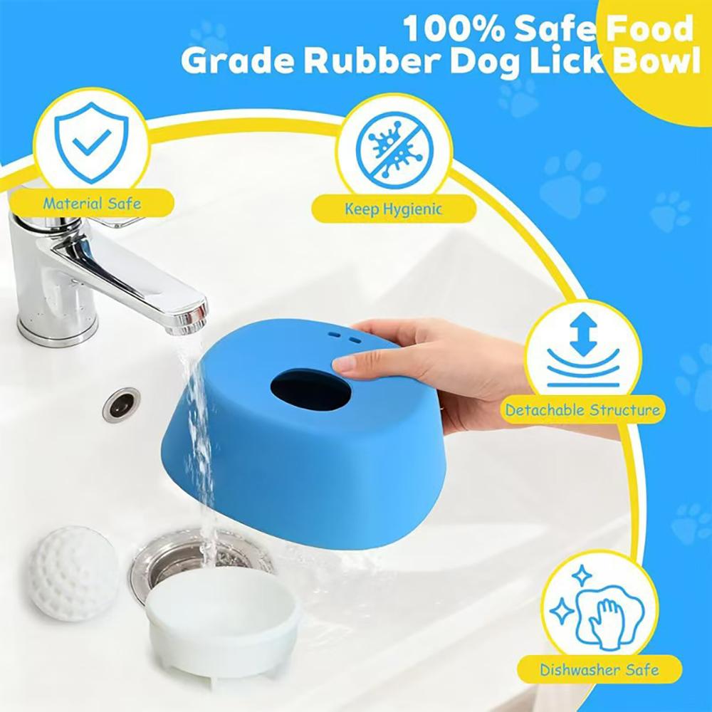 Pet Slow Feeder Bowl—Liquid Slow Dog Bowls: Non-Slip,Ball&Bone Design Slow Feeder for Cats&Dogs (Ideal for Bone Broth & Licking)