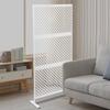 Elegant White Steel Privacy Screen with Diamond Pattern, Freestanding Room Divider - 3 Panels, Laser-Cut Design, 74.8in Height