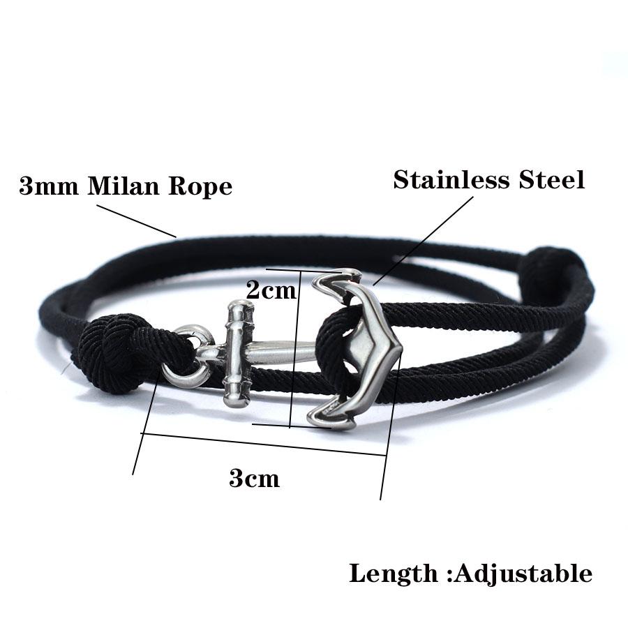 Marine Style Men Anchor Bracelet Handmade  Adjustable Nautical Wrap Braslet Unfading 3mm Thin String Braclet Homme Pulseria