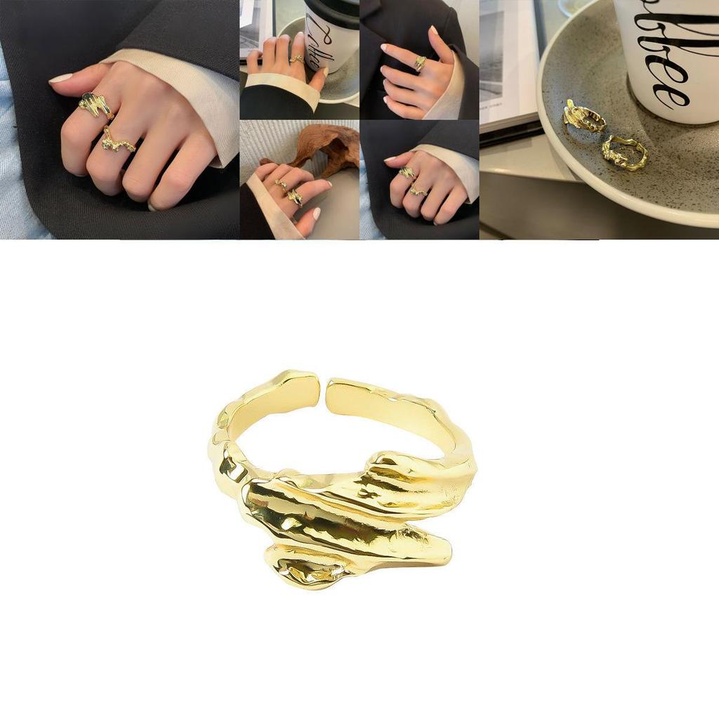 Elegant Korean Style S925 Open Adjustable Ring For Women With Unique Geometric Design