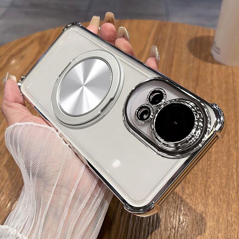 

Для HUAWEI Nova 13 Pro Nova 13i Чехол Прозрачный Гальванический 360° Вращающийся Кронштейн ТПУ Противоударный Чехол Для Nova13 13I Pro For Nova 13 серебряный