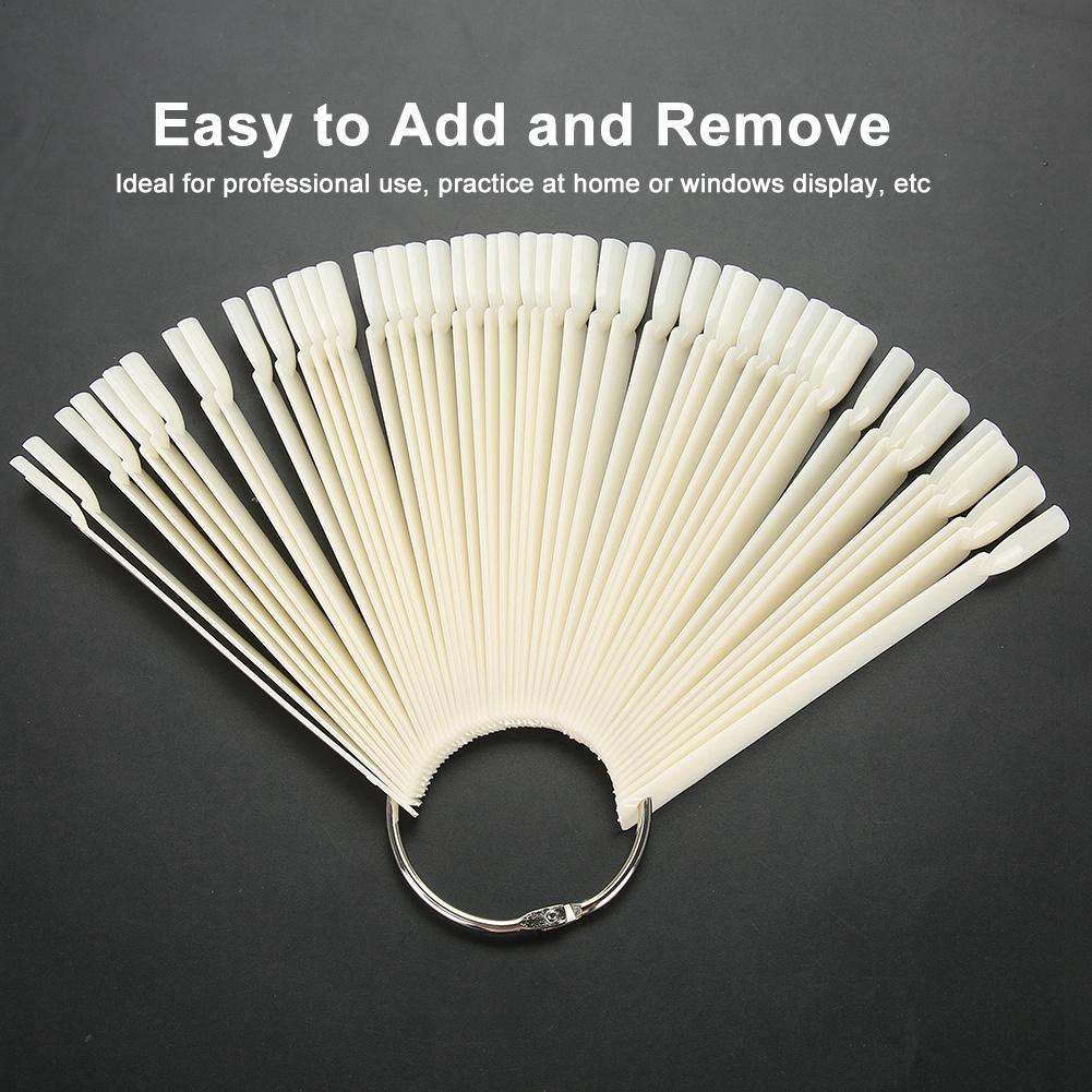 100Pcs Celsius Bag Fan False Nail Tip Stick Manicure Polish Gel Display Practice Tools(White)