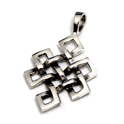 Tibetan Endless Knot Perbeu Sterling Silver 925 Pendant Pendant Top