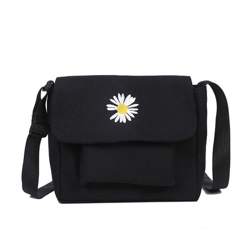 

Canvas Bag Woman 2026 New Model Ins Trend Hotshot Little Daisy Crossbody Bag Trendy Korean-style All-purpose Shoulder Bag Girls чёрный