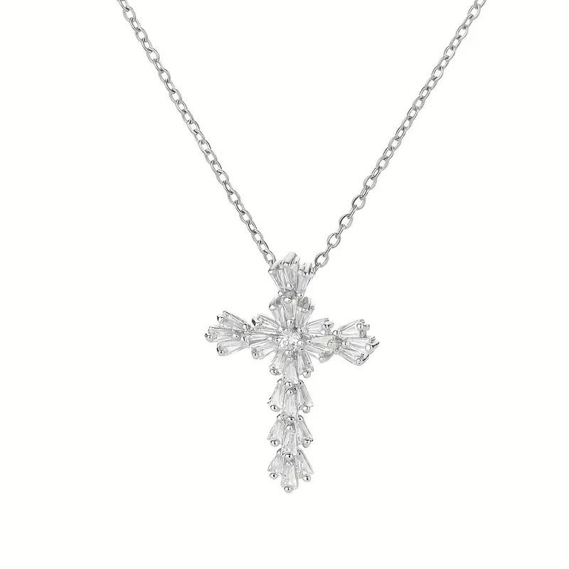 

1 Piece Set Rhinestone Cross Necklace Vintage Style Suitable for Daily Commute / Date Outfits / Holiday Gifting 40cm