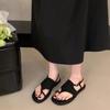 Thick-soled inner heightening retro-toed sandals women's 2025 new summer vacation wind seaside beach casual Roman shoes