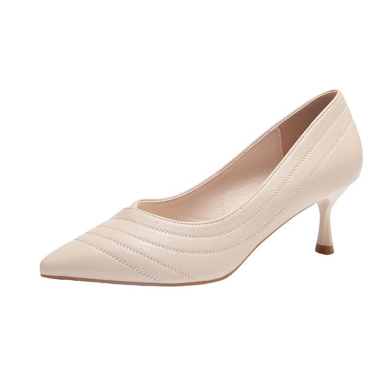 2024 Fashion Women Shoes Career Versatile Black Pointed Shallow Single Shoes Female Sexy Fine Heel High Heels Zapatos Mujer