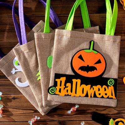 Torba płócienna z wzorem dyni na Halloween, wielokrotnego użytku, ręczna torba na cukierki na Halloween, torby z włókniny na dekoracje na przyjęcie halloweenowe