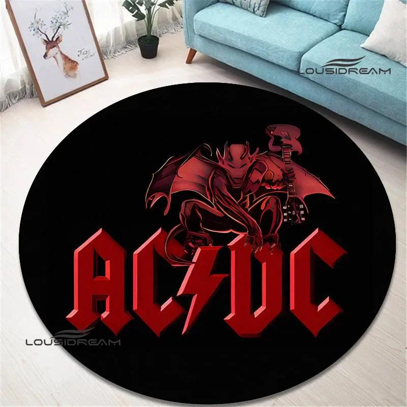 3D Rock Band AC/DC Retro Printed Round Carpet Bedroom Beautiful Carpet Non -slip Door Pad Floor Mats Area Rug Birthday Gift