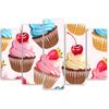 Fünfteiliger Leinwanddruck „Candy Cupcakes“.