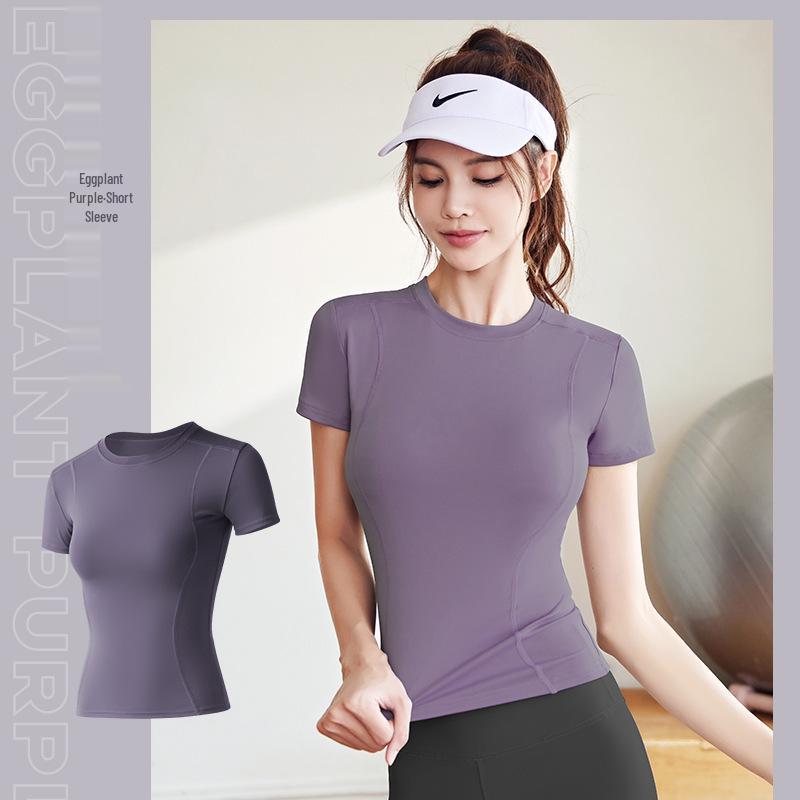 Women's Slim Fit Yoga & Gym T-Shirt - Short Sleeve Summer Activewear