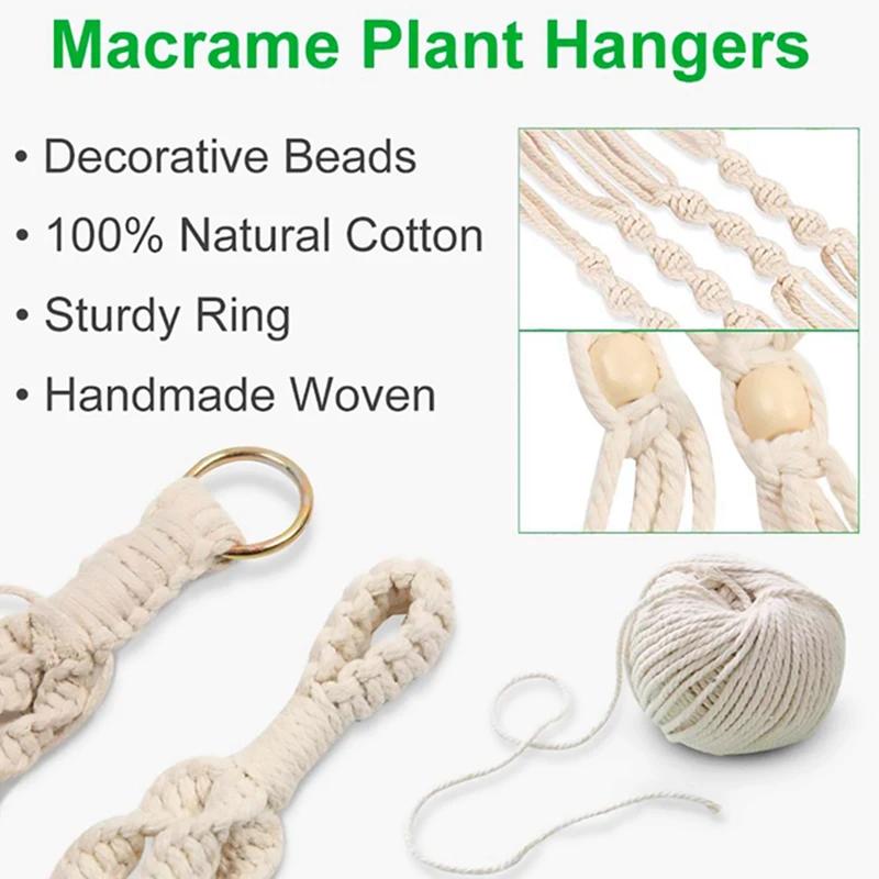 Vintage Macrame Hanging Baskets Cotton Handmade Flowerpot Net Plant Hanger Holder Basket Garden Home Planter Wall Decor