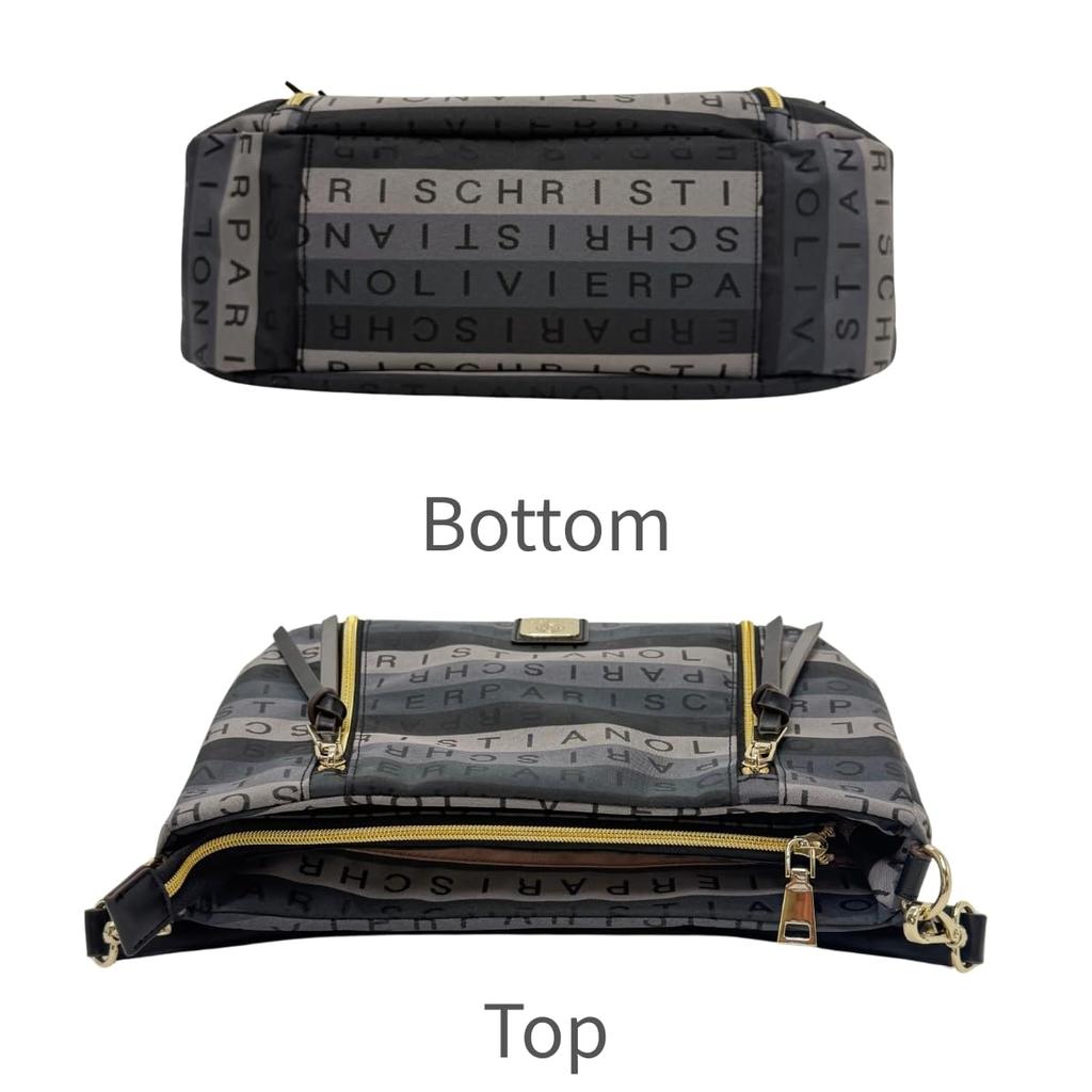 Christian Olivier 7702G 2-Way Shoulder Bag, Gradient Jacquard Weave, Lightweight, Water-Repellent (Black)