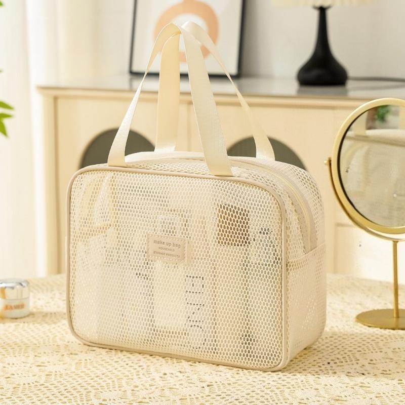 Mesh Cosmetic & Travel Organizer Bag,Zipper Closure & Mesh Pocket -Toiletry Bag Portable Makeup Storage for Travel, School, Work