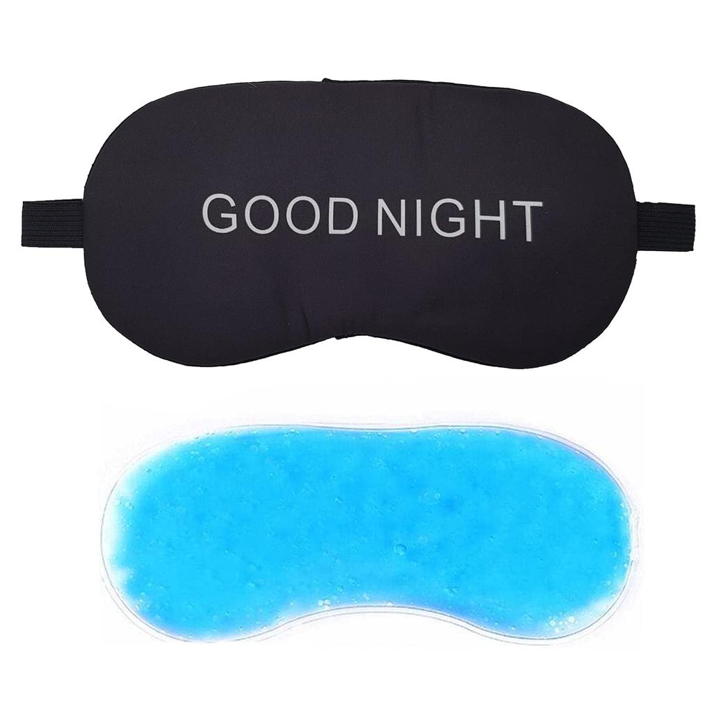 Jenna™ Print Cute Sleeping Eye Shade Mask Cover for Insomnia, Meditation, Puffy Eyes and Dark Circles With Gel (Black)