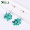 Shell Bay Metal Flowers Earrings For Women Long Drop Earrings Boho Fashion Geometric Simple Punk Cc Cute Earring Girls Boho