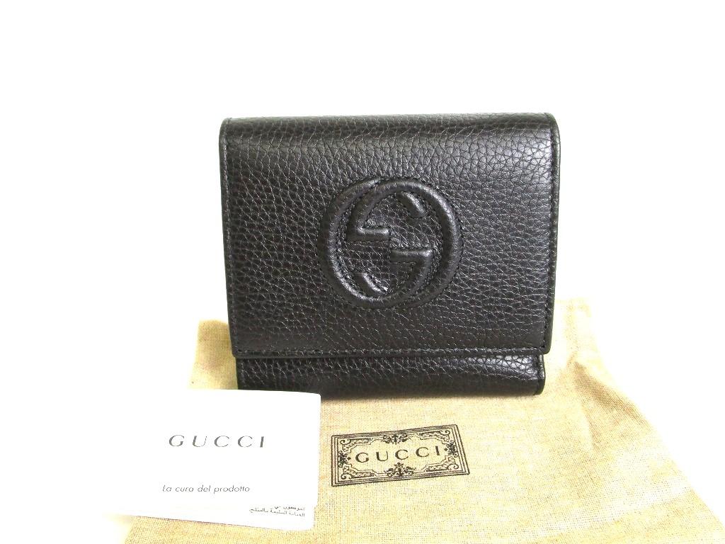 

Автентичний GUCCI Soho Interlocking G Black Leader Trifold Wallet Portse #9715 Refurbished